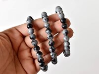 Snowflake Black Obsidian Bracelet Crystal Beaded Bracelet