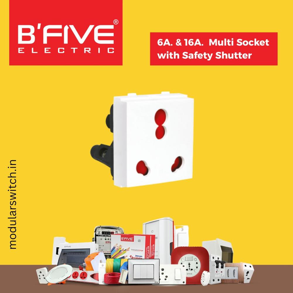 Electric Socket | 6A AND 16A Multi Socket with Safety Shutter - 938