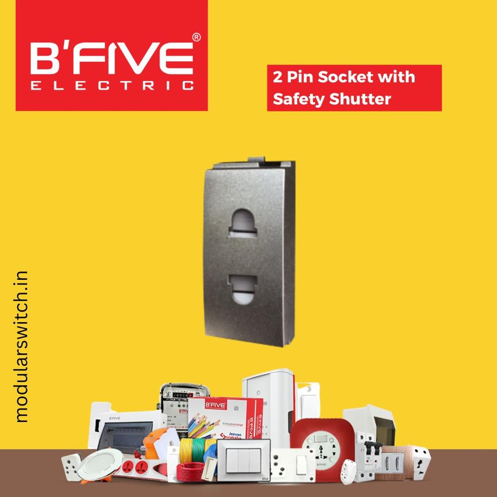 Electric Socket | 2 PIn Socket WIth Safety Shutter