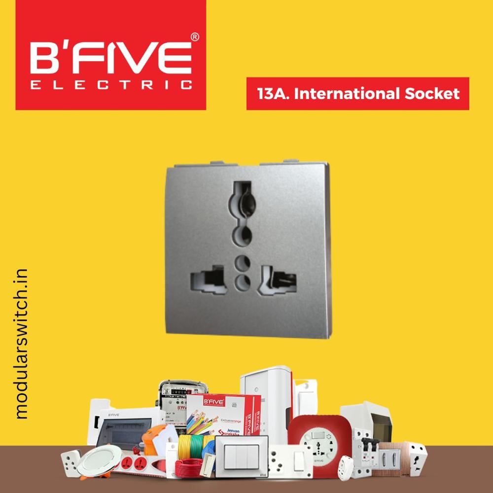 Electric Socket | 6a And 13 A International Socket - Color: Silver