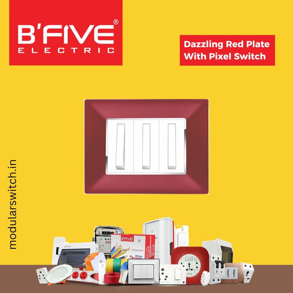 Switch Plate | Dazzling Red Modular Plates Basic Design - Application: Electrical Installations