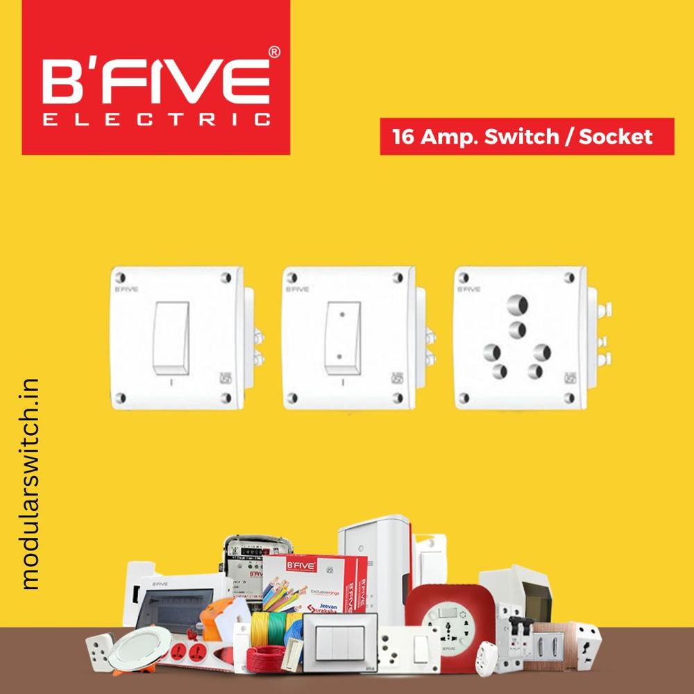 Modular Switches | 16 Amp Switch/ Socket - Color: White