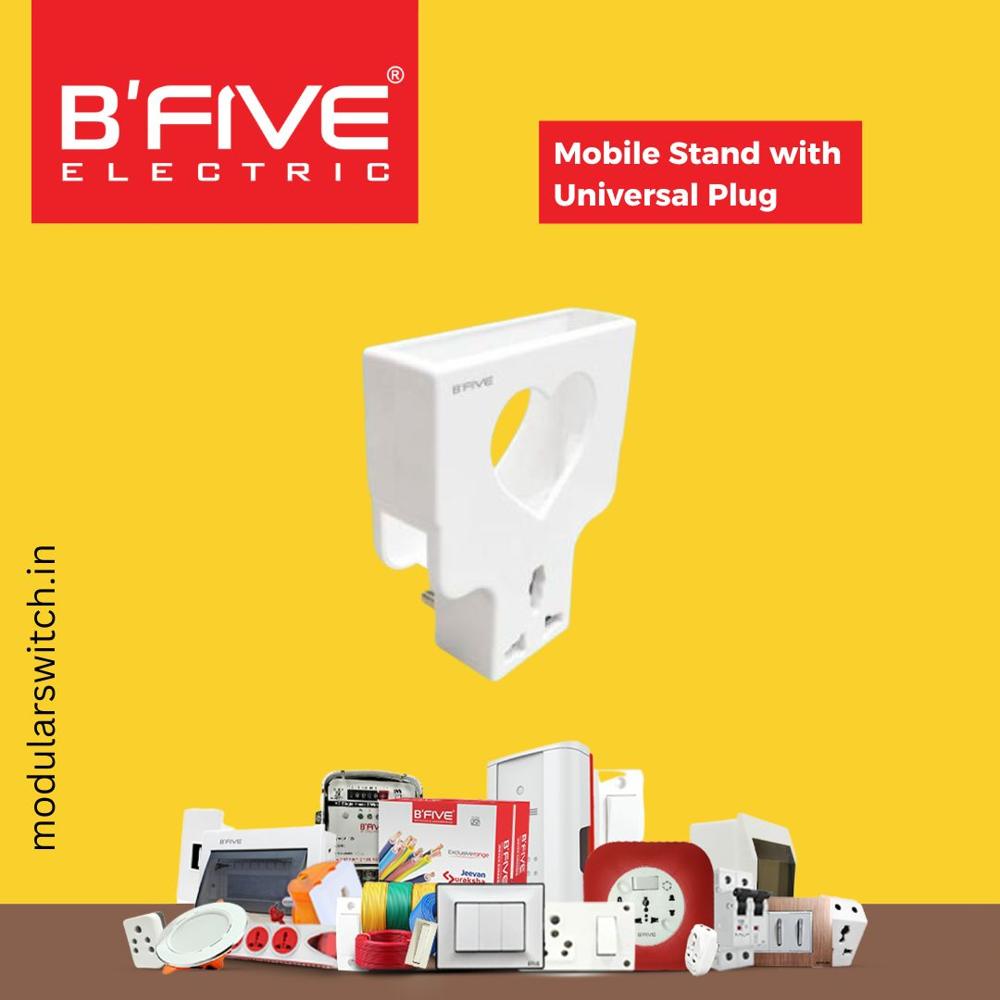 Electric Socket | Mobile Stand With Universal Plug B215 - Color: White