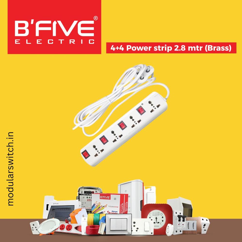 4 + 4 Power Strip Brass B293