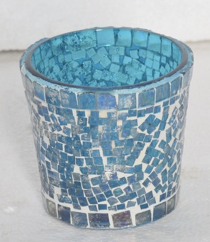 Mosaic Blue Glass Votive