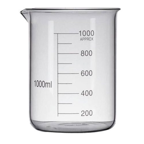 1000ml Beaker - Glass Material, 1000ml Capacity, Transparent Color | Ideal for Liquid Measurement, Durable Glass Construction