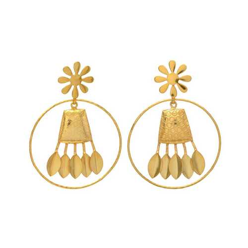 woman floral drop earring gold plated