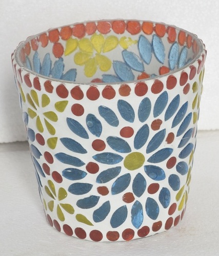 Flower Mosaic Glass Votive