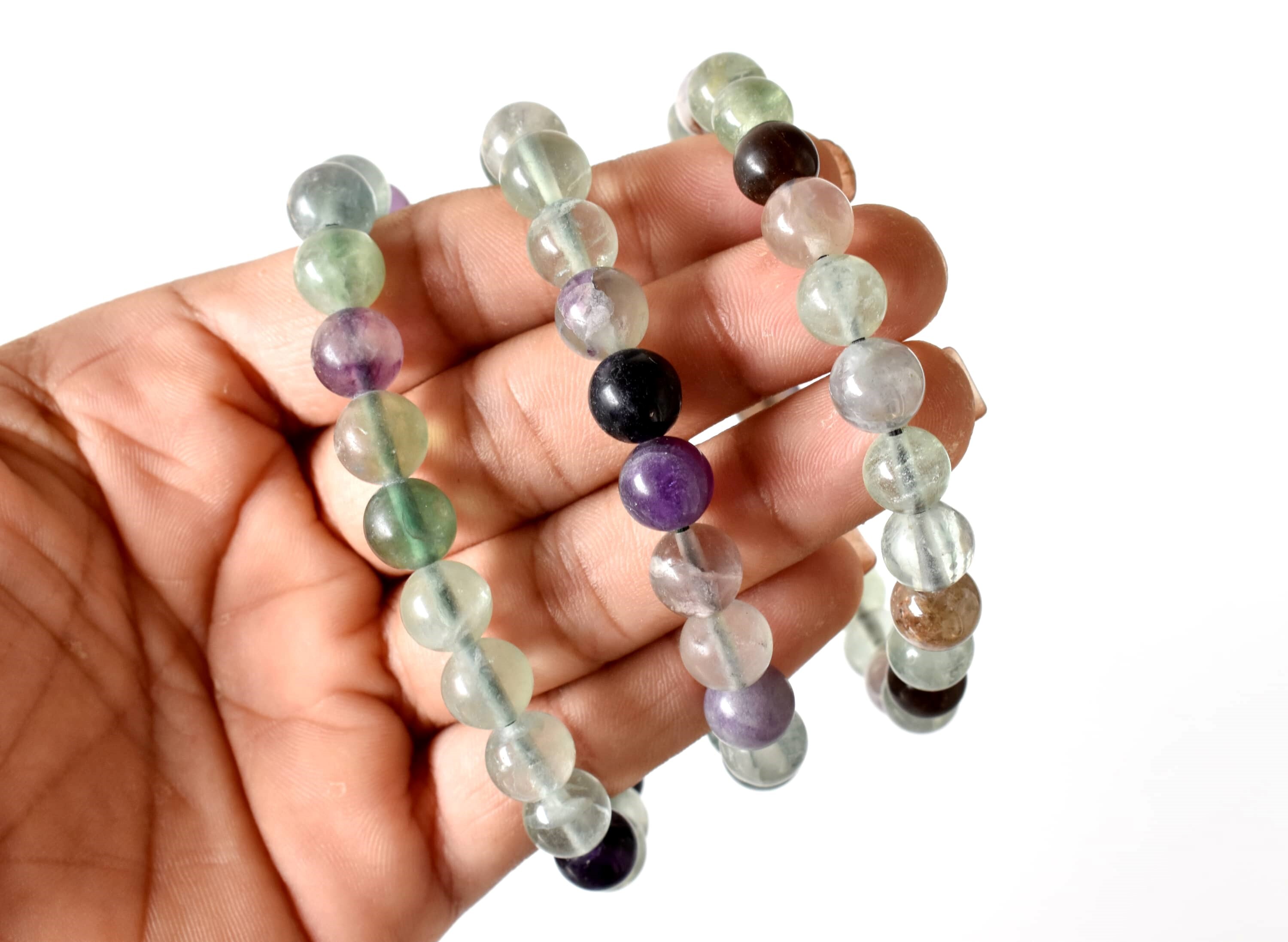 Multi Fluorite  Bracelet Crystal Beaded Bracelet