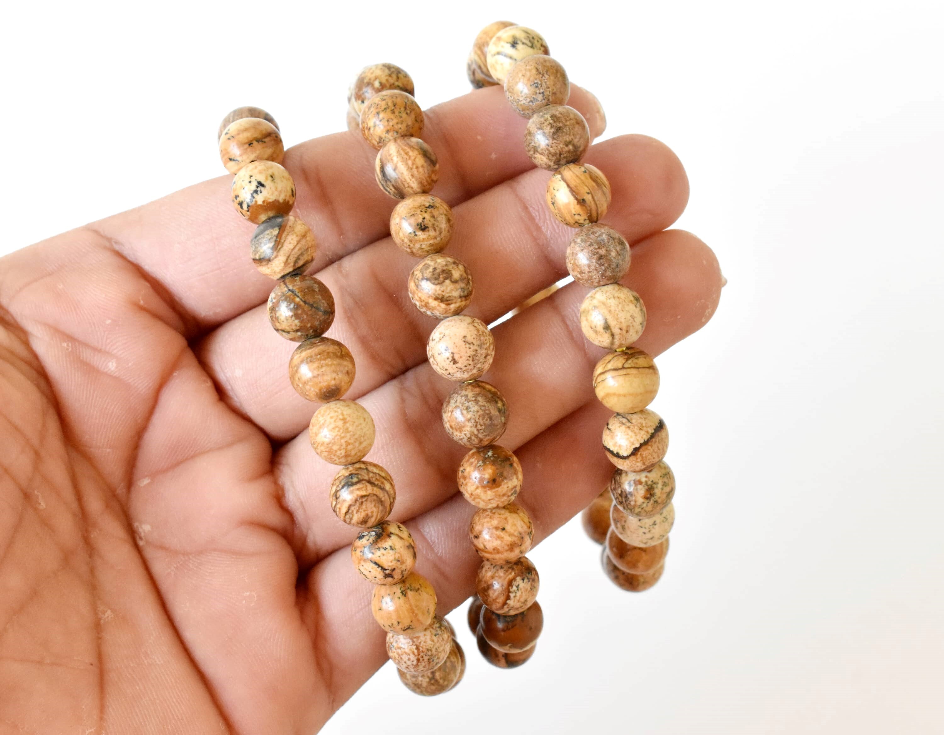 Picture Jasper Bracelet Crystal Beaded Bracelet