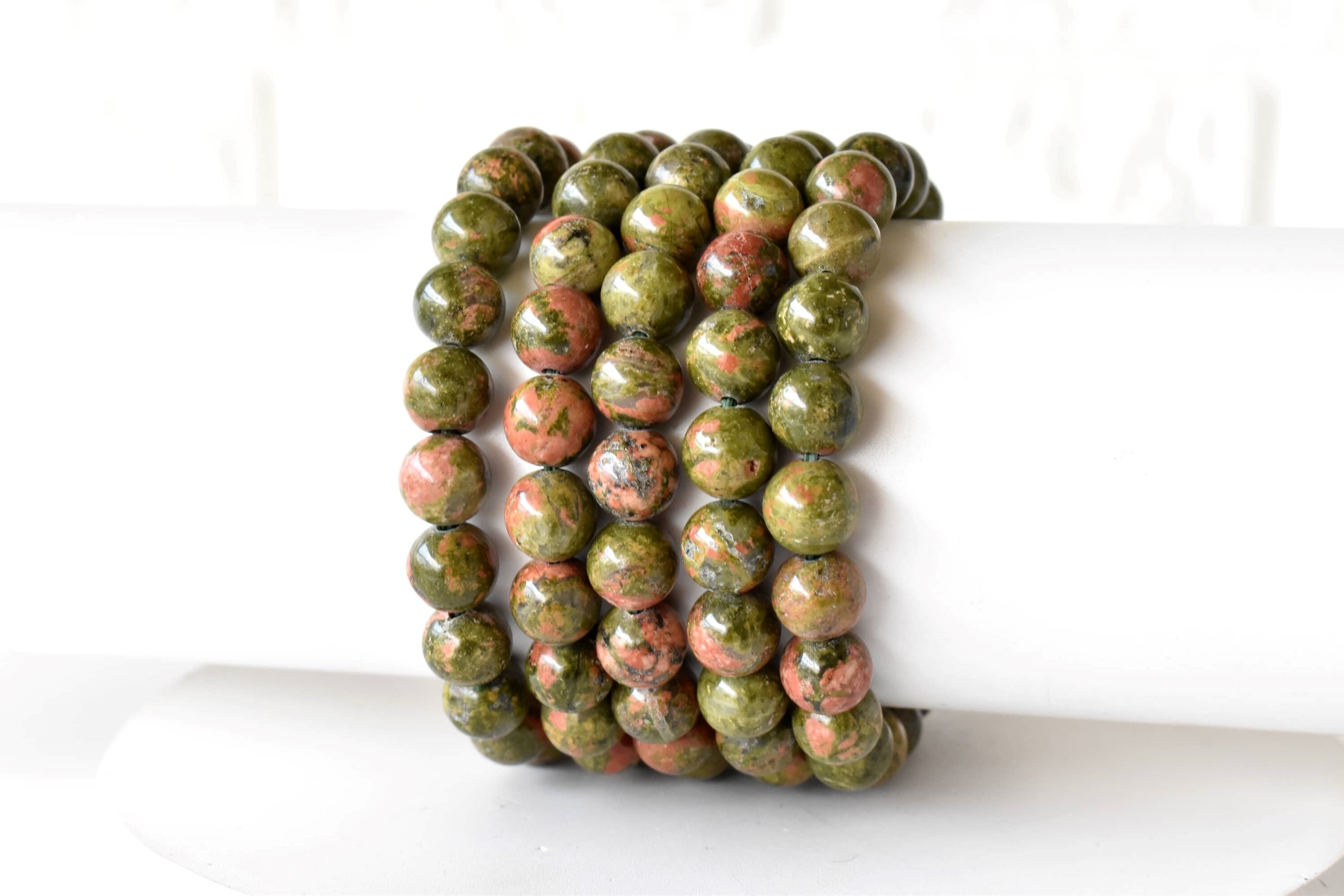 Unakite Bracelet Crystal Beaded Bracelet