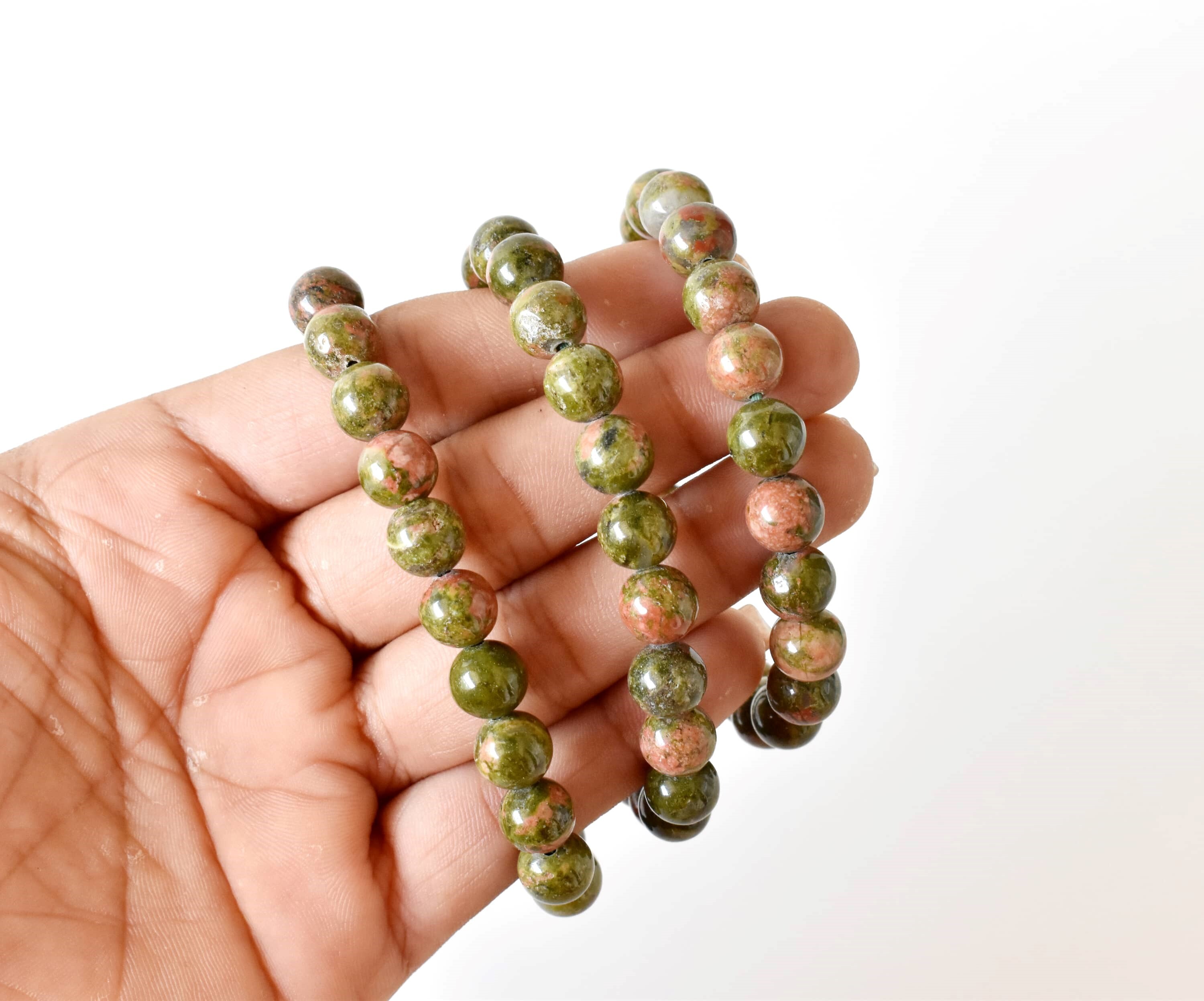 Unakite Bracelet Crystal Beaded Bracelet