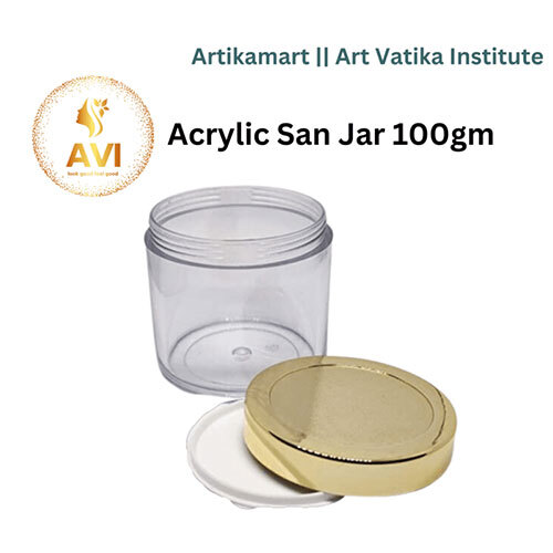 Acrylic San Jar + White Inner + GOLDEN Cap - 100g