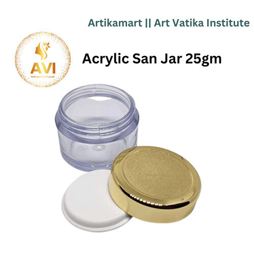 Acrylic San Jar + White Inner + GOLDEN Cap - 25g