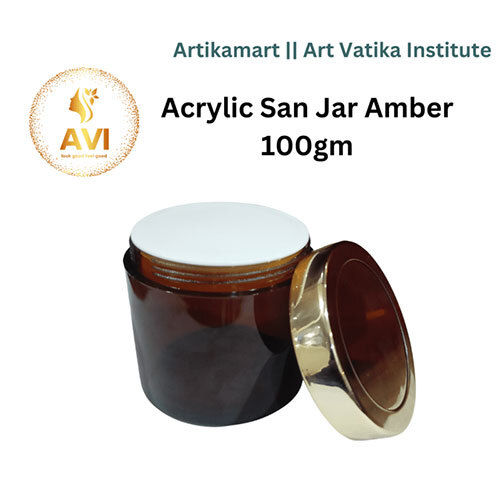 Acrylic San Jar AMBER + White Inner + GOLDEN Cap - 100g