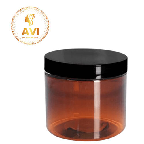 Acrylic San Jar AMBER + White Inner + BLACK Cap - 100g