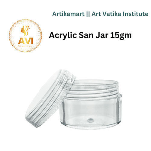 Acrylic San Jar + White Inner + TRANSPARENT Cap - 15g