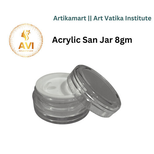 Acrylic San Jar + White Inner + TRANSPARENT Cap - 8g