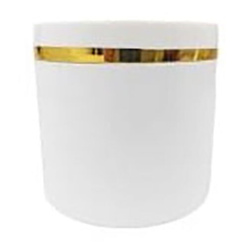 PP Container 100g WHITE Jar + White Cap & Gold Foiling