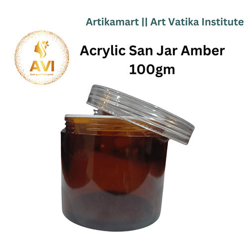 Acrylic San Jar AMBER + White Inner + TRANSPARENT Cap - 100g