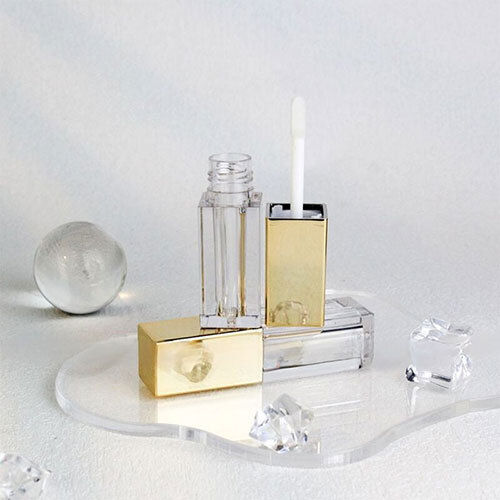 Acrylic Sqayre Lipstick Short Fat Container With gold Cap - 4.5ml