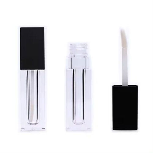 Acrylic Sqaure Lipstick Short Fat Container with BLACK Cap - 4.5ml