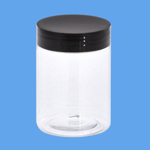 250ml Round PET Jar + 63mm Plastic Black High Neck Cap