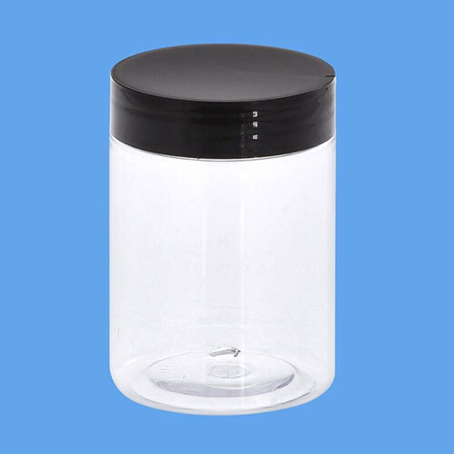 250ml Round PET Jar + 63mm Plastic Black High Neck Cap