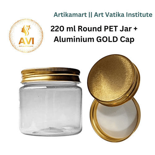 200ml Round PET Jar + 63mm Aluminium GOLD Cap