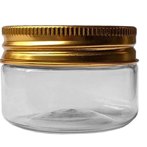 50 Ml Round Pet Jar + Aluminium Golden Cap