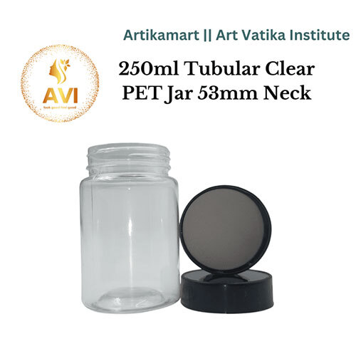 200ml Tubular Pet Jar + 53mm BLACK Cap High Neck