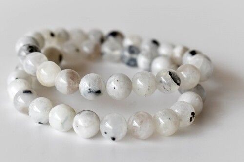 White Rainbow Moonstone Bracelet Crystal Beaded Bracelet