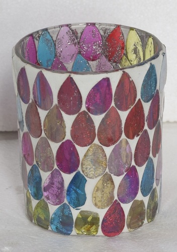 Mosaic Multicolor Glass Votive