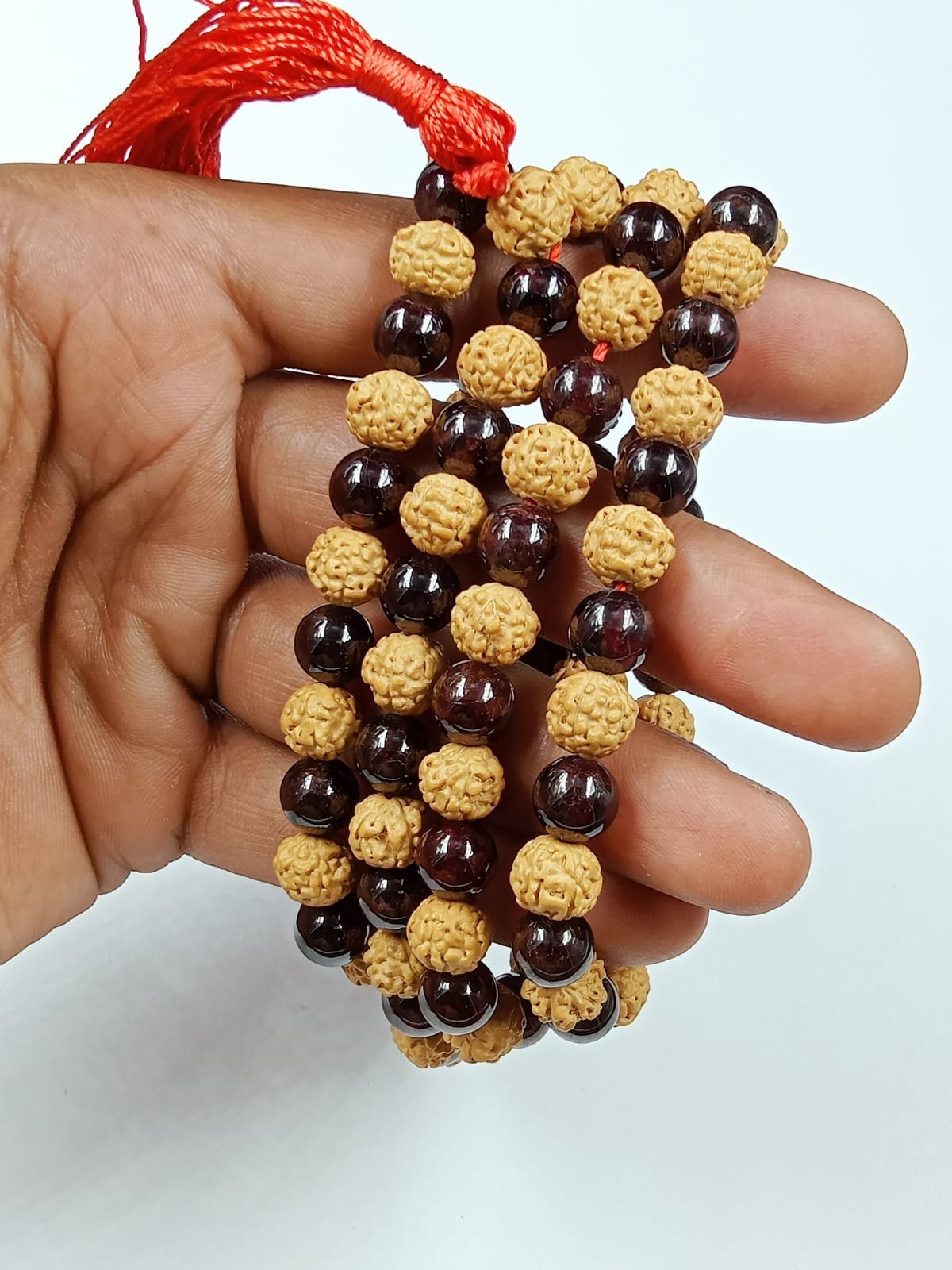 Rudraksha and Garnet Mala