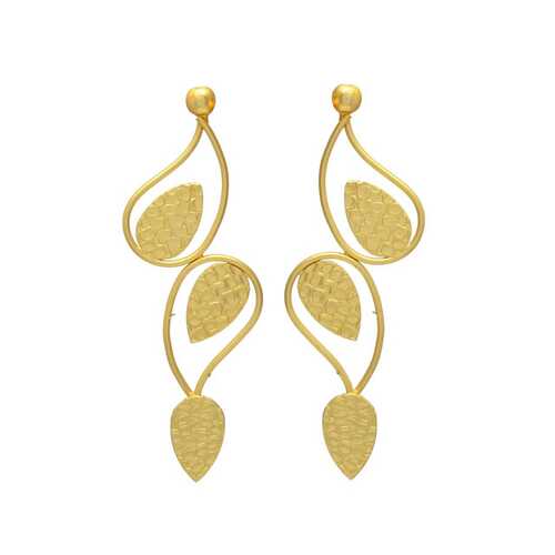 Sleek Golden Leaf Studs