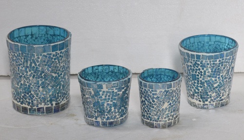 Mosaic Glass Votive Set