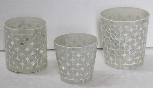 Set Of 3 Mosaic Glass Votive - Application: Home Decor