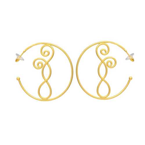 Gold plated modern round earring