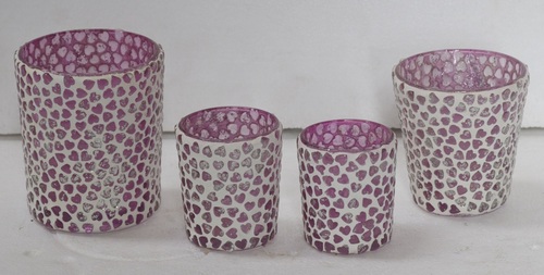 Set of 4 Mosaic Votive Glass