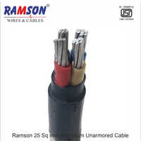 25 Sqmm 4 Core Aluminium Unarmoured Cable - Pvc Insulation, Stranded Aluminium Conductors, Customizable Jacket Color, 1000m Length, Warranty Included