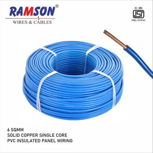 Blue 6 Sqmm Solid Copper Pvc Insulated Single Core Wire