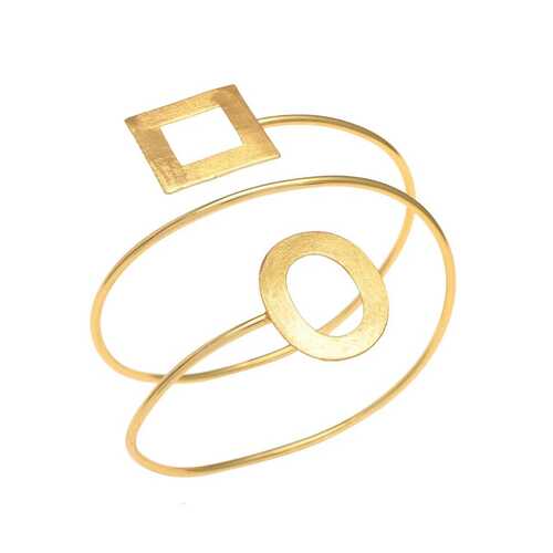 Gold plated cuff bracelet with geometric design