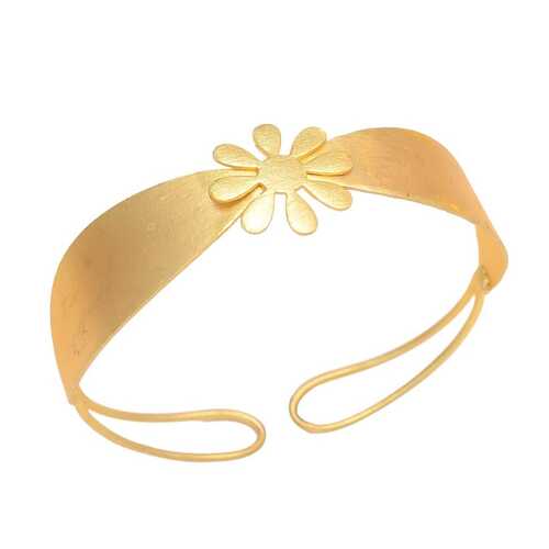 Golden Flower Design Cuff Bracelet