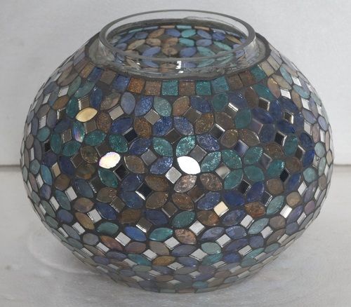 8 Inch Round Mosaic Votive Glass