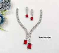 Designer Colour Stone American Diamond Necklace