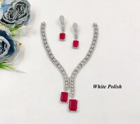 Designer Colour Stone American Diamond Necklace