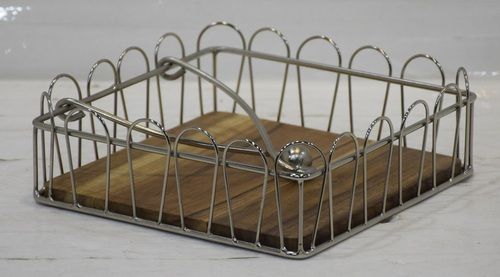 Metal Frame Silver Finish Napkin Holder