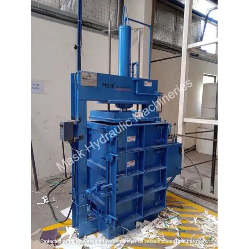 Hydraulic Waste Paper Baling Press Machine - Painted Finish, Semi Automatic Operation, Industrial Use, 1 Year Warranty, Blue Color