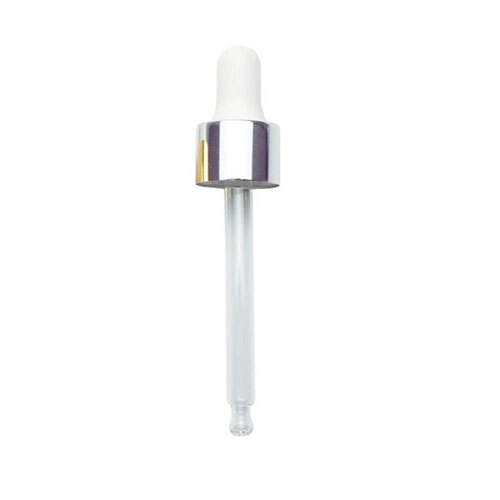 SERUM DROPPER Cap Silver White Glass 18mm NECK