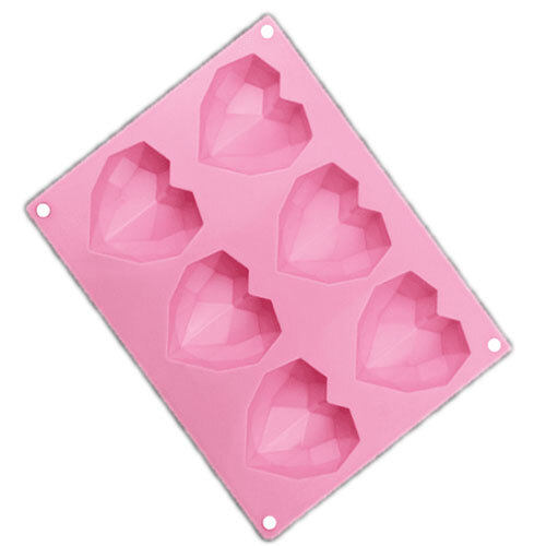 Silicone Mould Diamond Cut Heart 6 Cavity